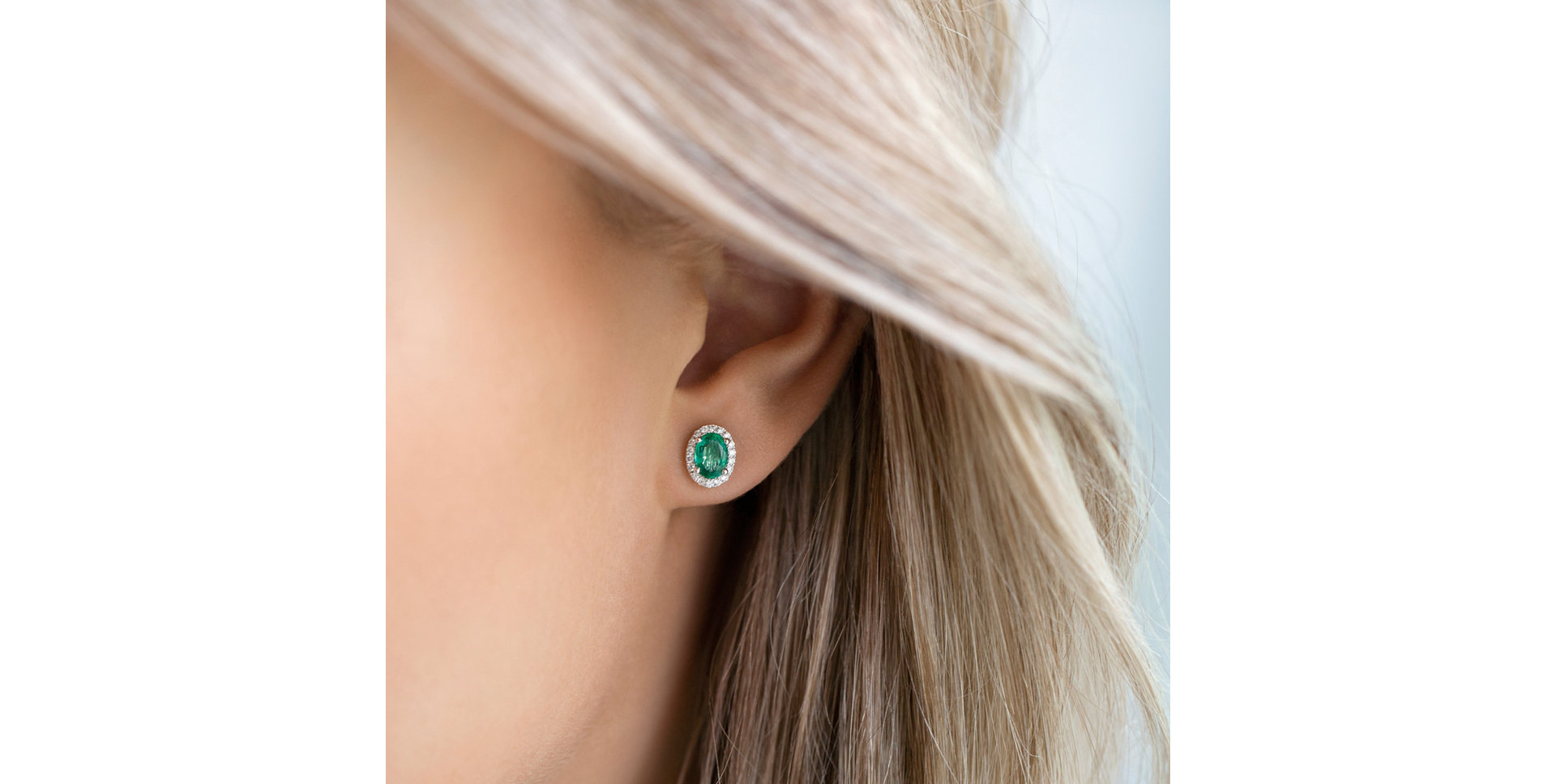 Náušnice s diamanty a smaragdem Princess