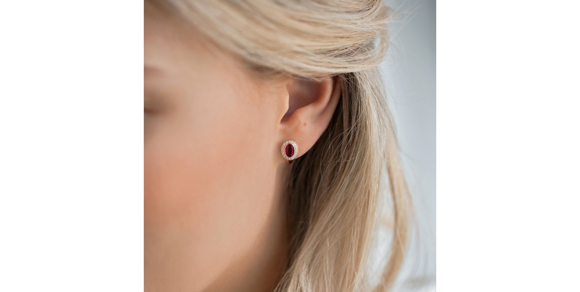 Náušnice s diamanty a rubínem Lucky Ruby