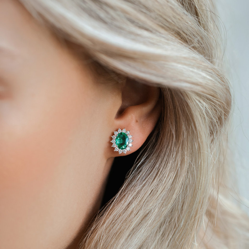 Náušnice s rubínem a diamanty Princess