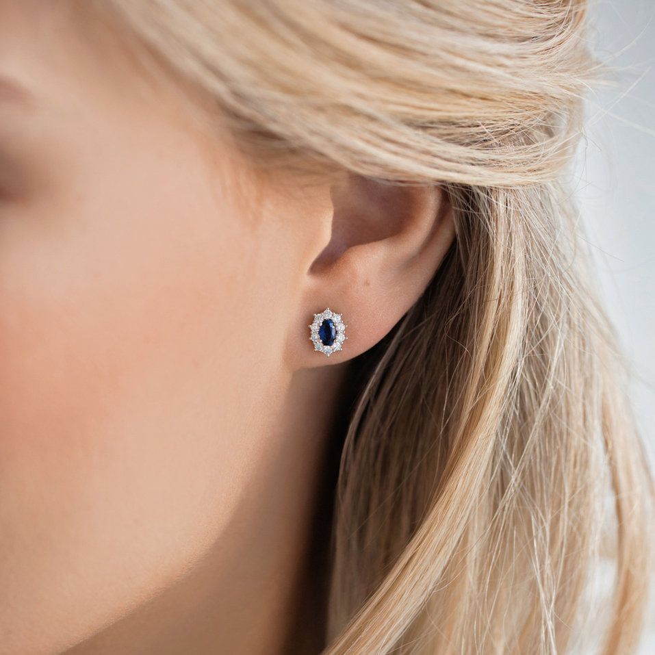 Náušnice s diamanty a smaragdem Princess