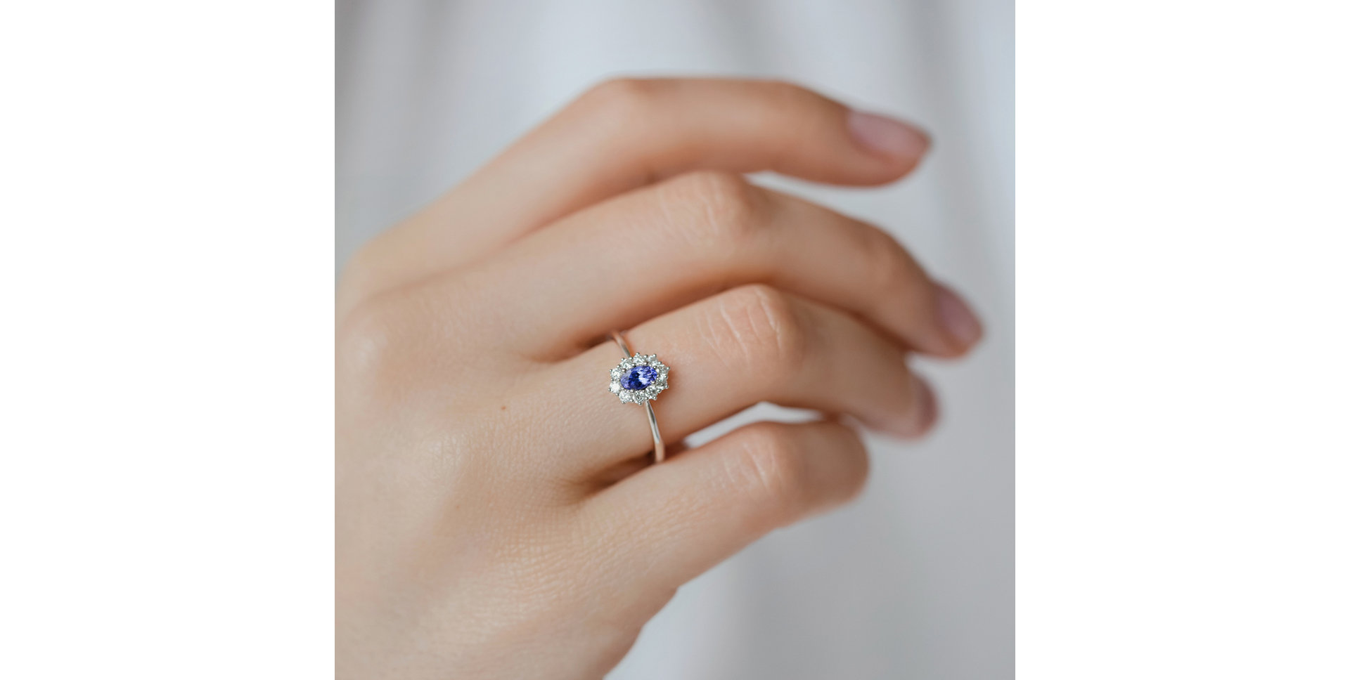 Prsten s diamanty a tanzanitem Princess
