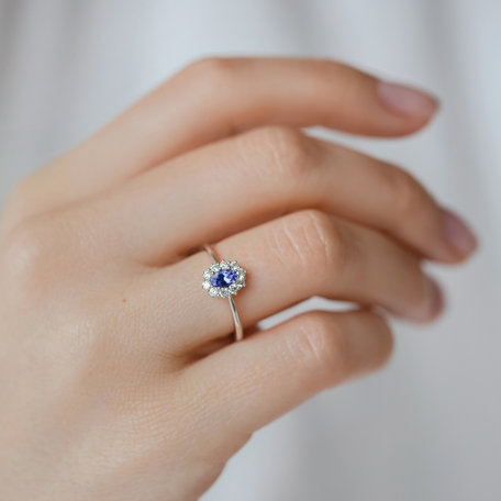 Prsten s diamanty a tanzanitem Princess