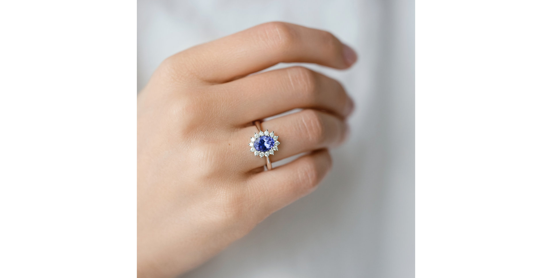 Prsten s diamanty a tanzanitem Princess