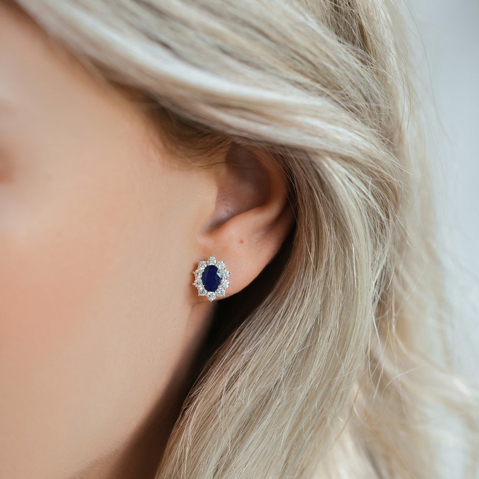 Náušnice s diamanty a tanzanitem Princess