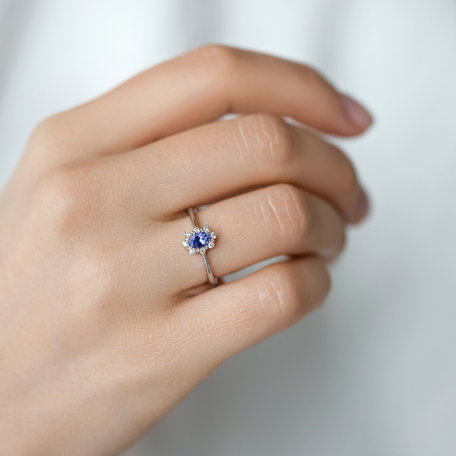 Prsten s diamanty a tanzanitem Princess