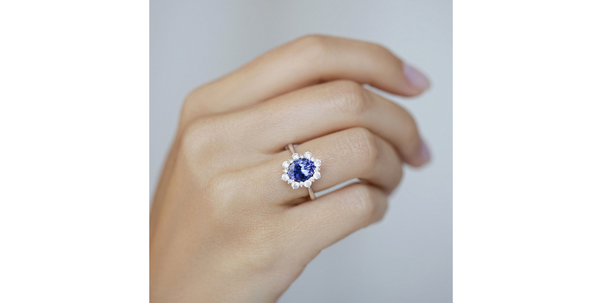 Prsten s diamanty a tanzanitem Princess