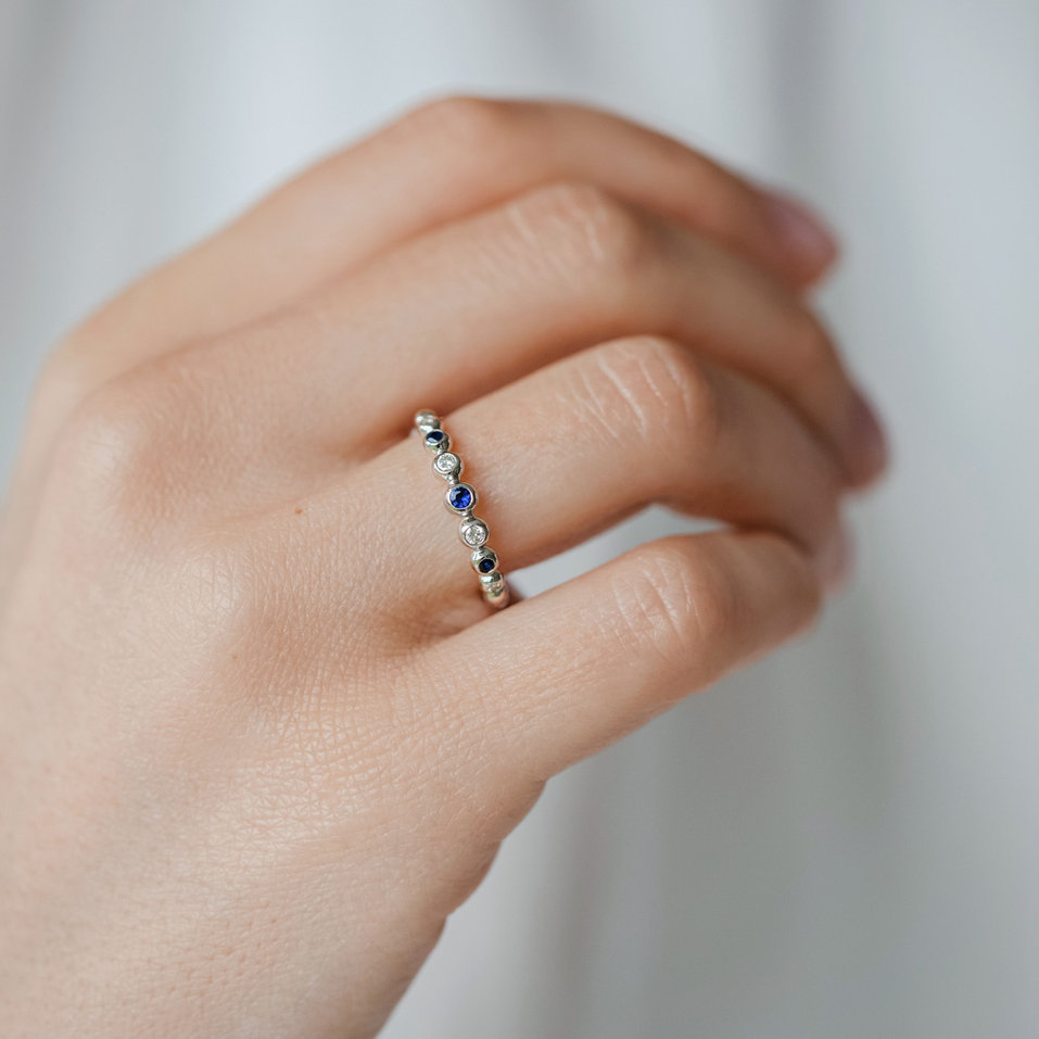 Prsten s diamanty a safíry Shiny Dots