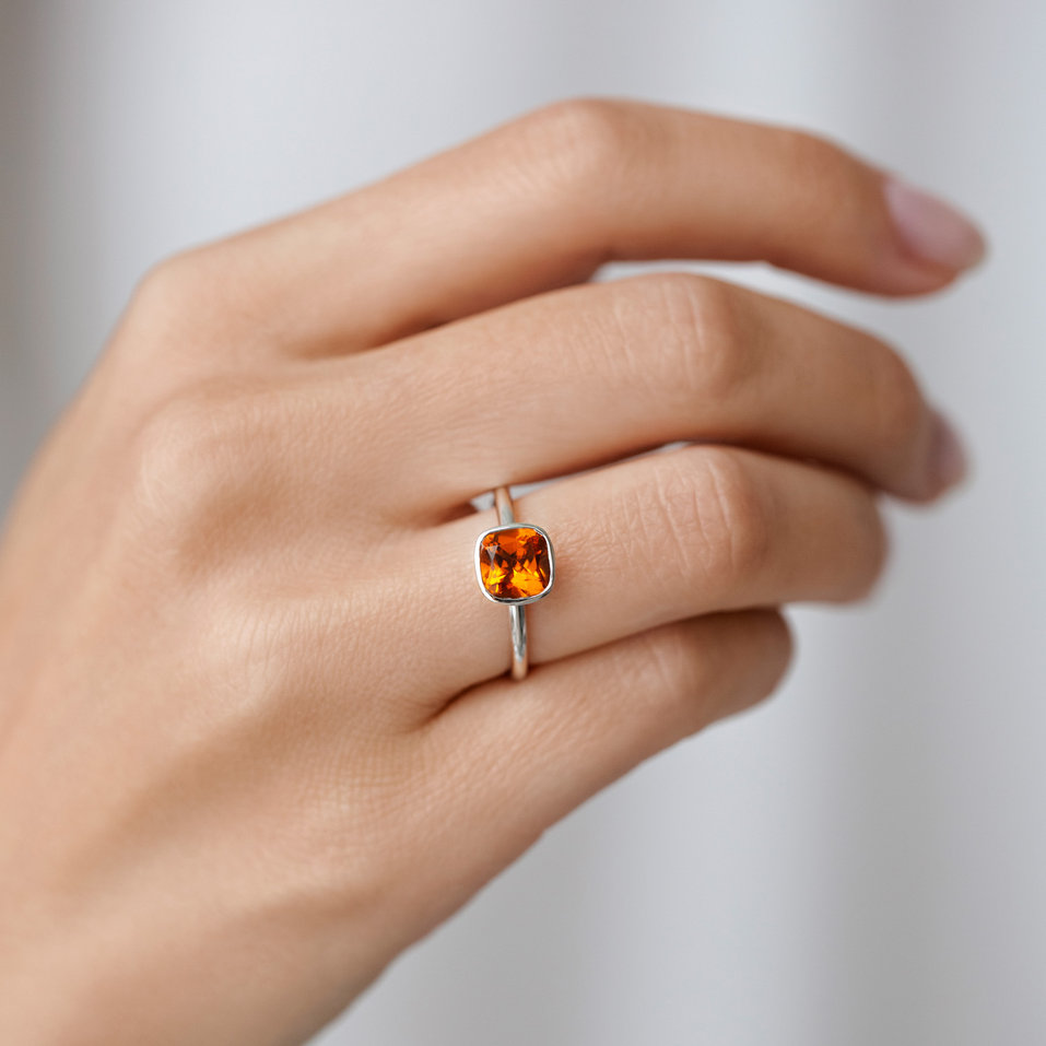 Prsten s citrínem madeira Bonbon