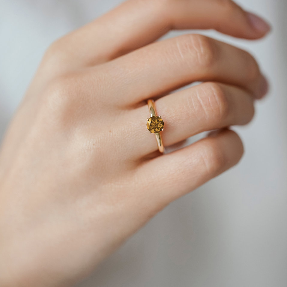 Prsten s citrínem madeira Bonbon