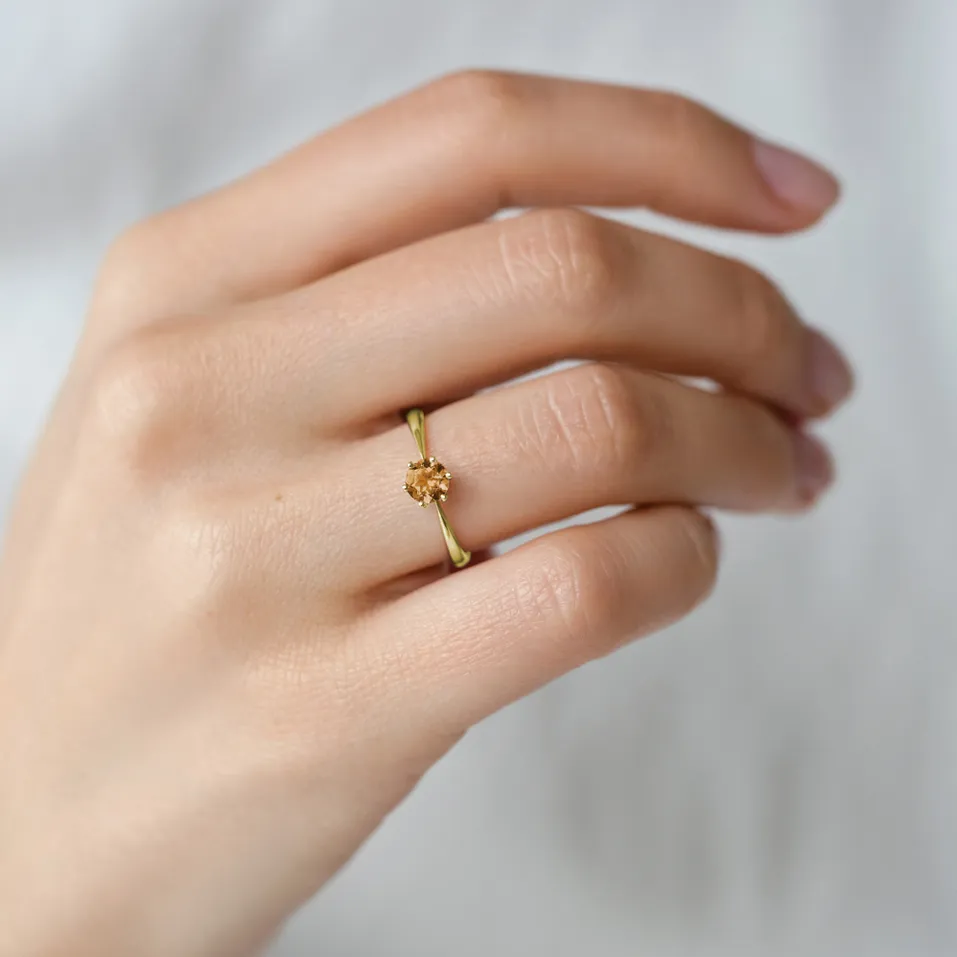 Prsten s citrínem madeira Bonbon