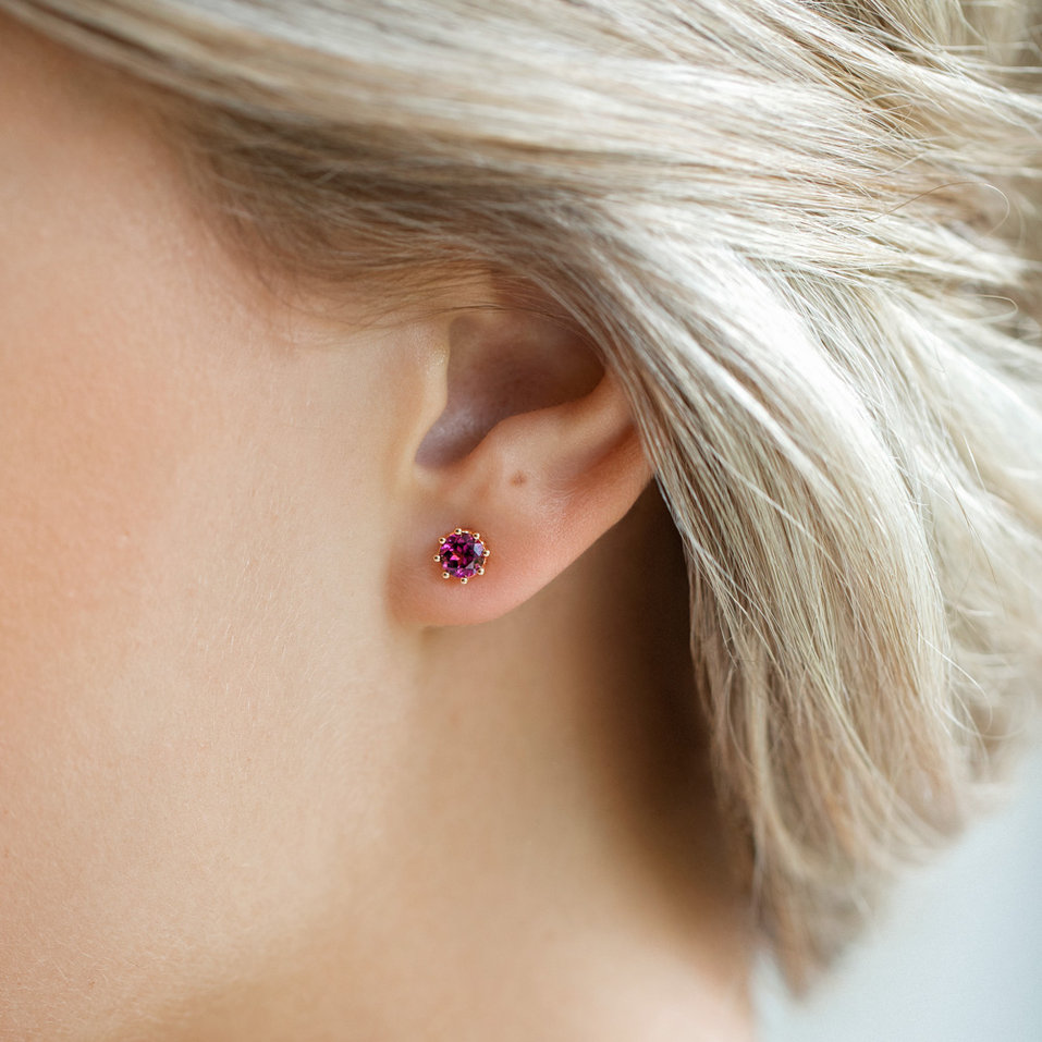 Náušnice s růžovým granátem Pink Moon