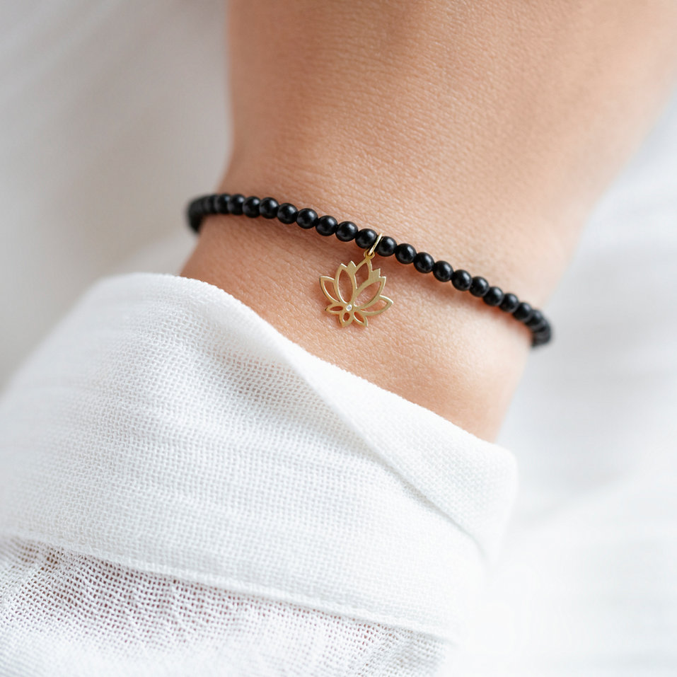 Náramek s diamantem a acháty Dark Lotus