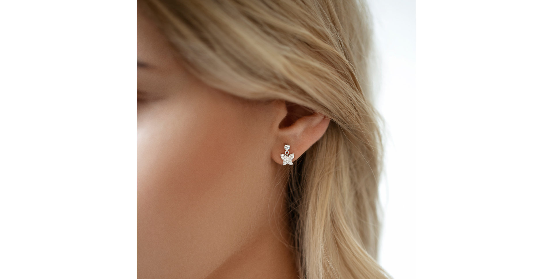 Náušnice s hnědými diamanty Amazing Butterfly