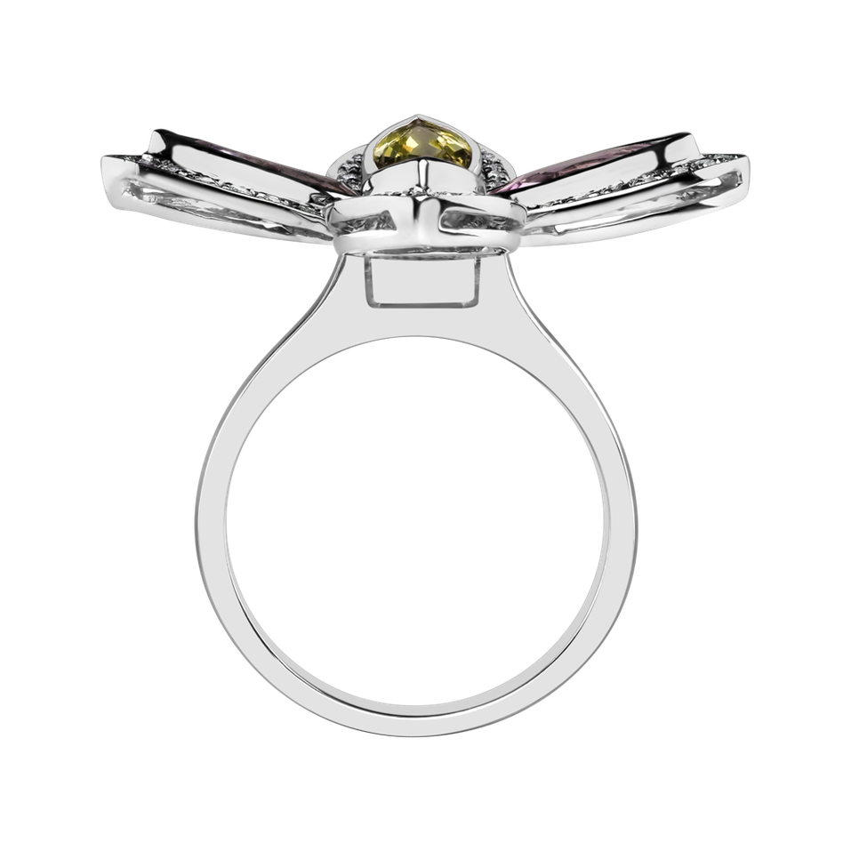 Prsten s diamanty a safíry Blooming Beauty