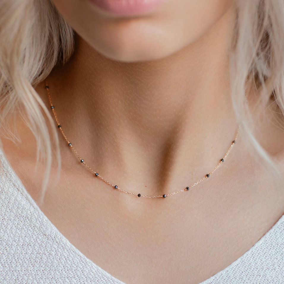 Náhrdelník s černým diamanty Dark Melody