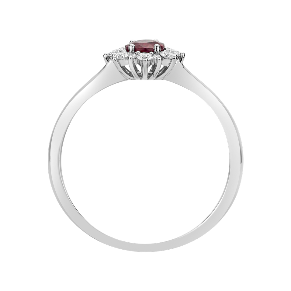 Prsten s diamanty a rubínem Princess