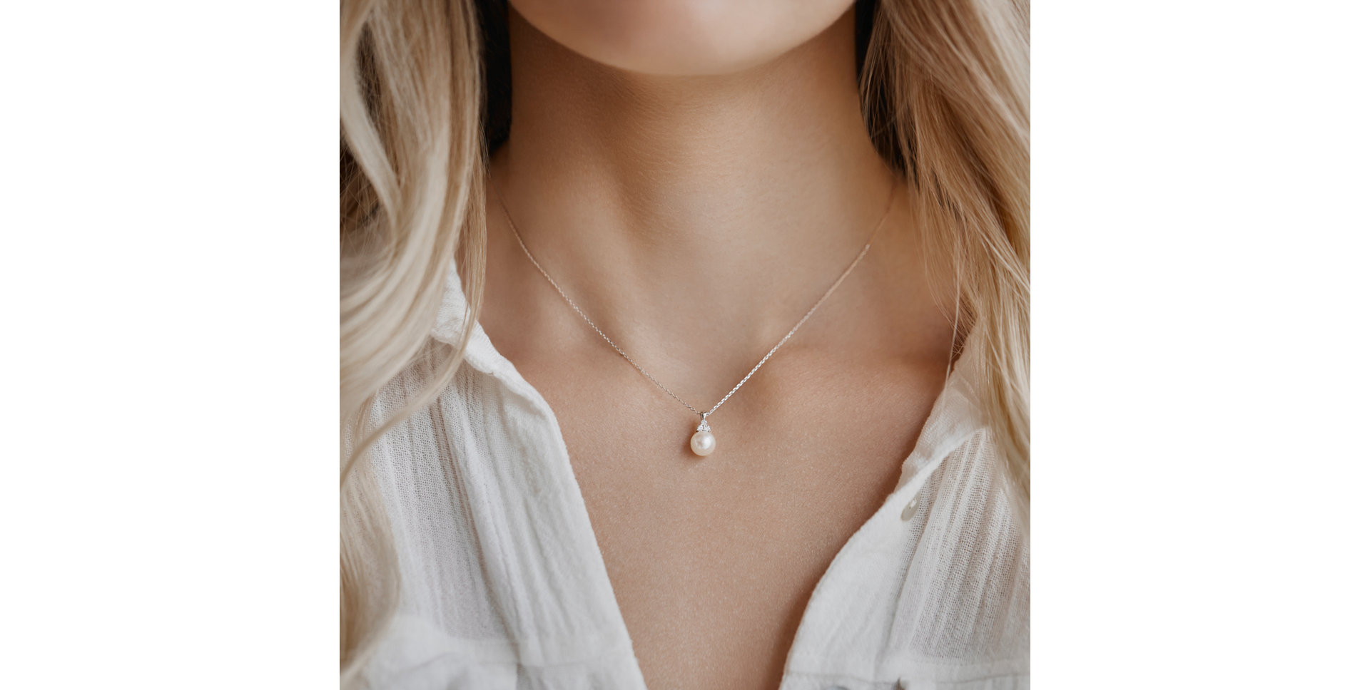 Náhrdelník se sladkovodní bílou perlou Wonderful Lake