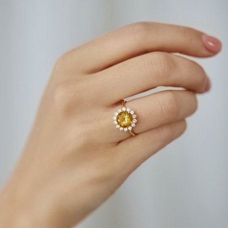 Prsten s diamanty a peridotem Stellar Sun