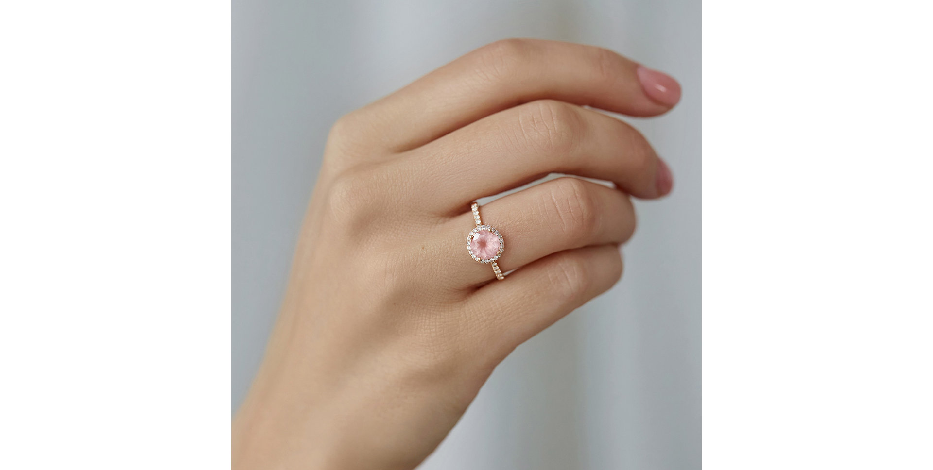 Prsten s růženínem a diamanty Sparkly Bonbon