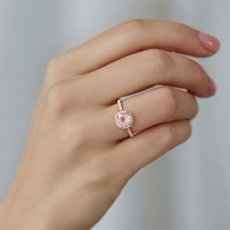Prsten s růženínem a diamanty Sparkly Bonbon