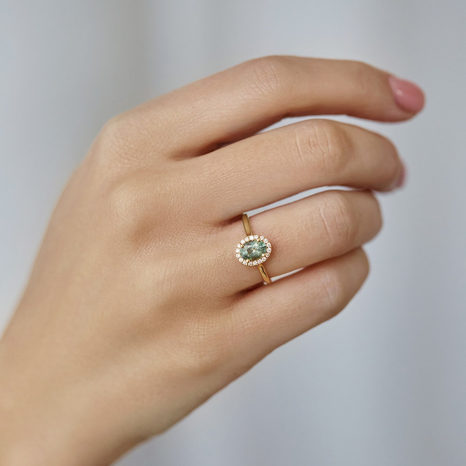 Prsten s diamanty a safírem Princess