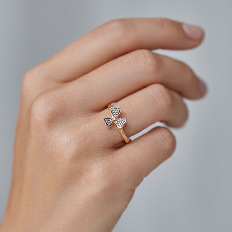 Prsten s hnědými diamanty Triple Pleasure
