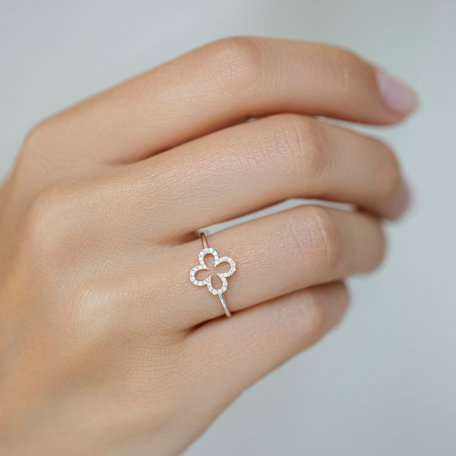 Prsten s hnědými diamanty Glittering Petals