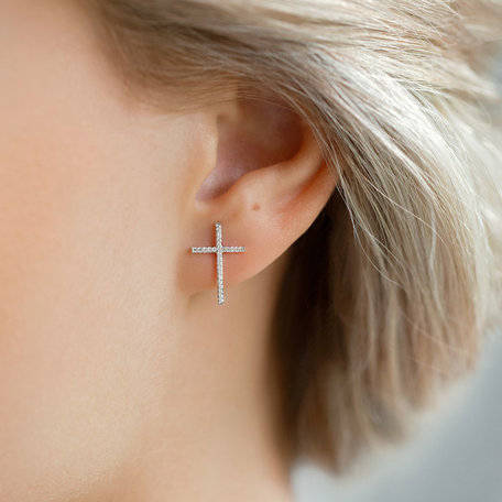 Náušnice s diamanty Shimmering Cross