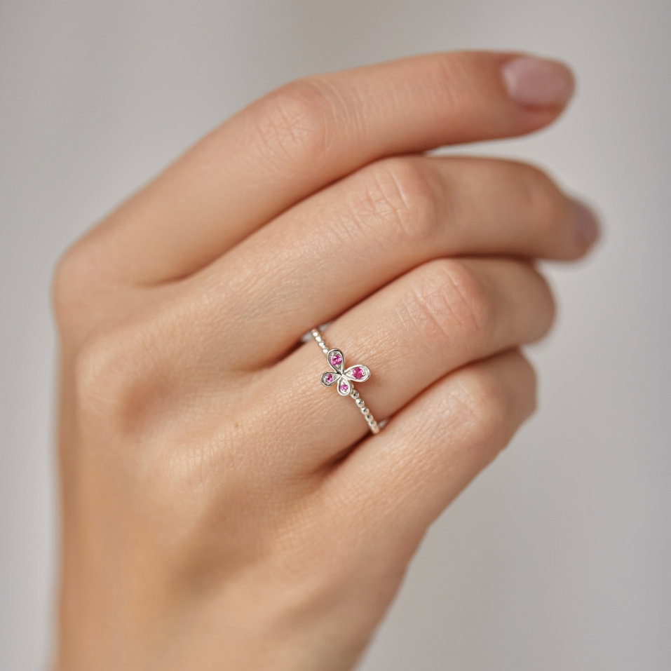 Prsten s rubíny Fairytale Butterfly
