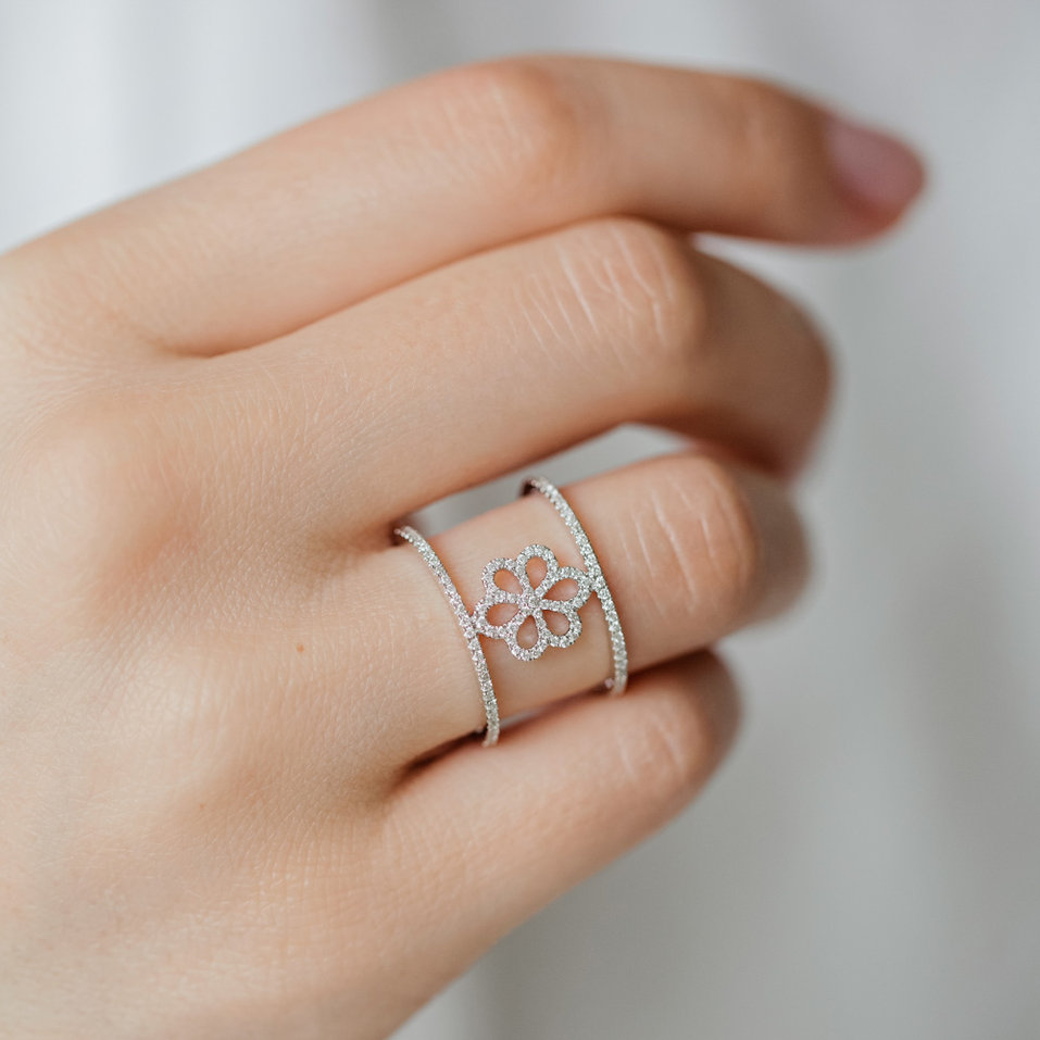 Prsten s diamanty Glamour Flower