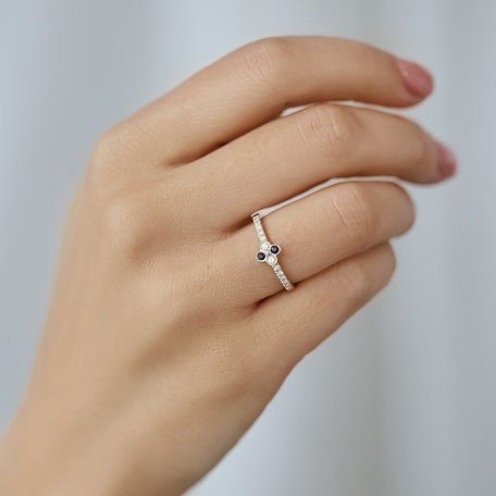 Prsten s diamanty a safíry Cloverina