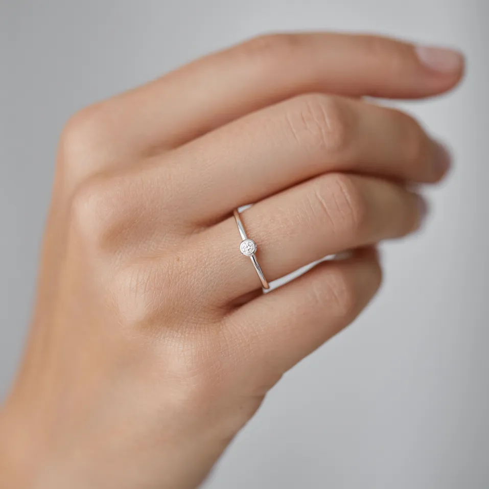 Prsten s diamantem Glossy Dots