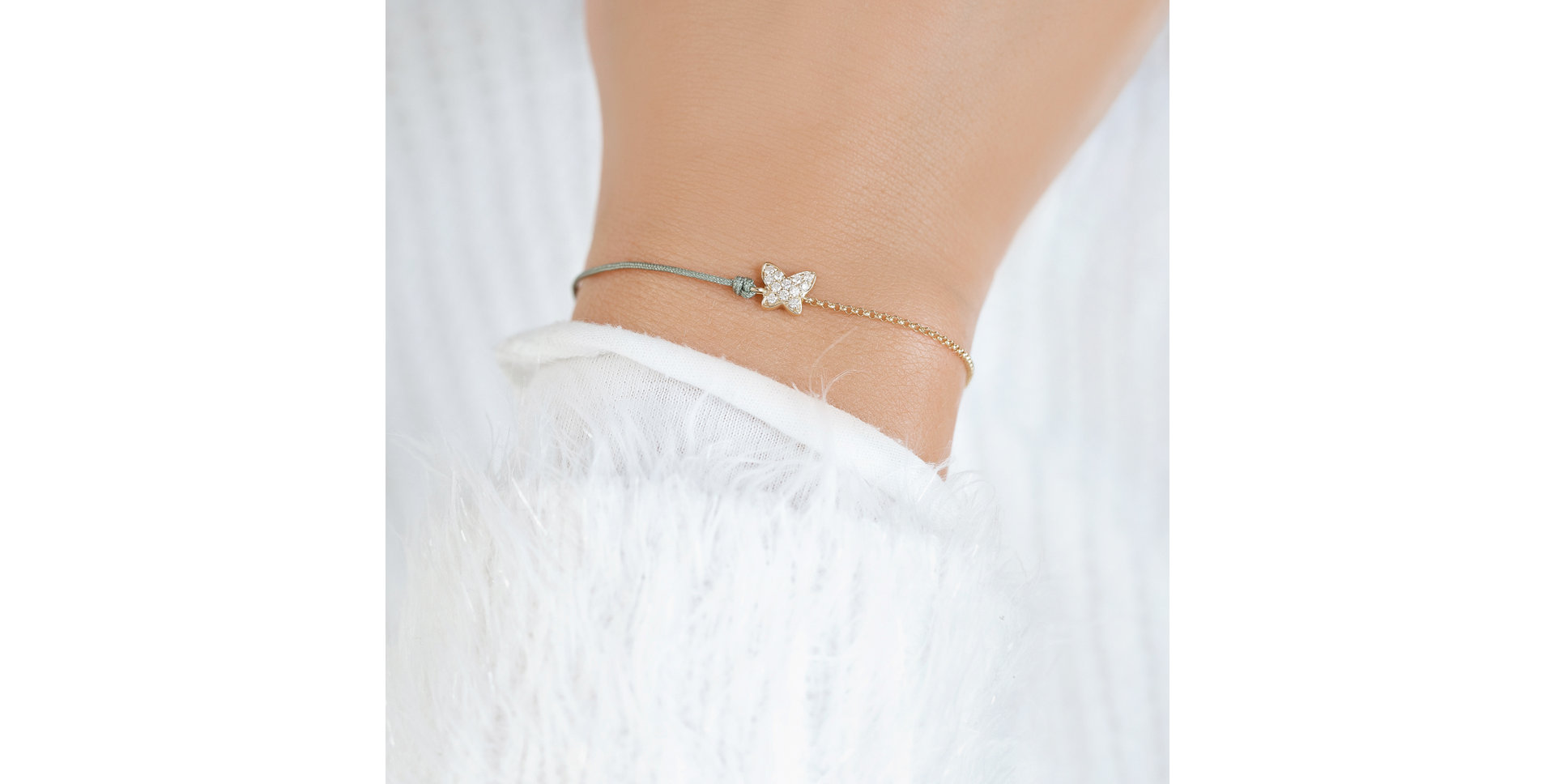 Diamantový náramek se šňůrkou Diamond Butterfly