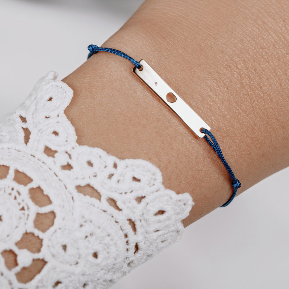 Diamantový náramek se šňůrkou Heart Stamp