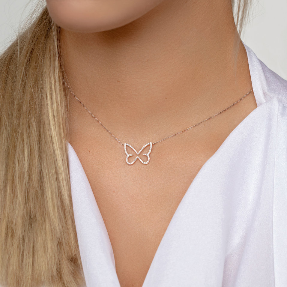 Náhrdelník s diamanty Shiny Butterfly