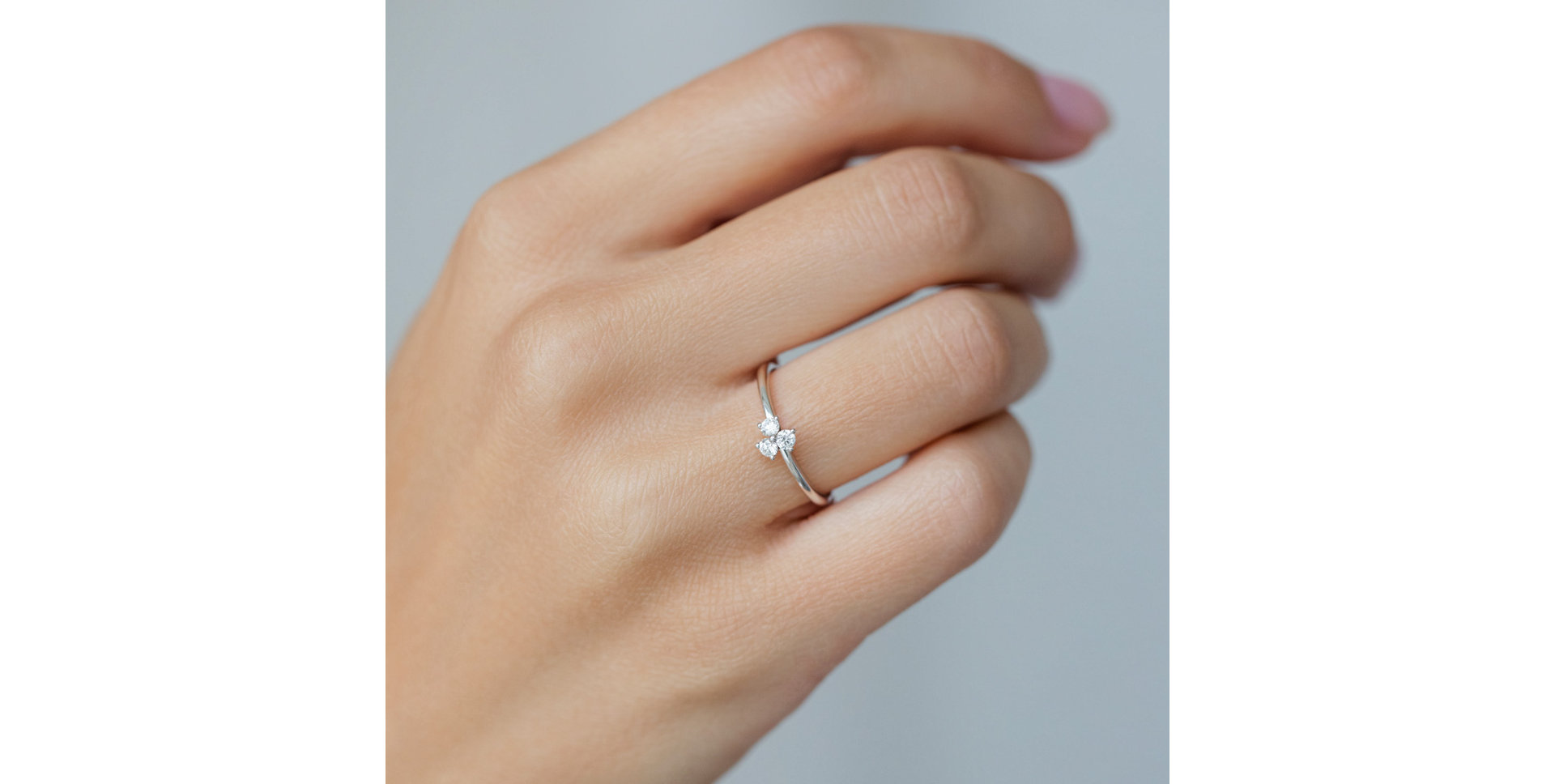 Prsten s diamanty Shiny Trefoil