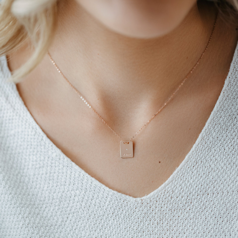 Náhrdelník s diamantem Stamp Love