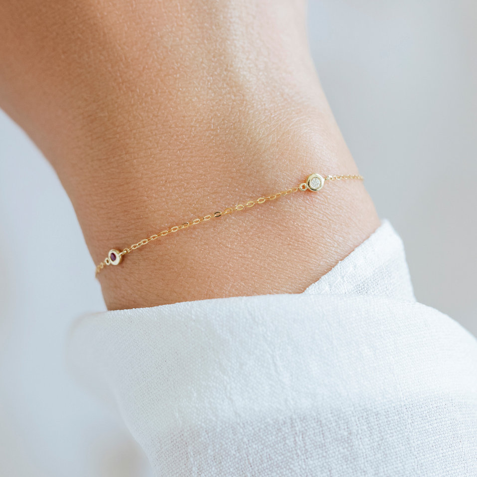 Náramek s černými a hnědými diamanty Dots