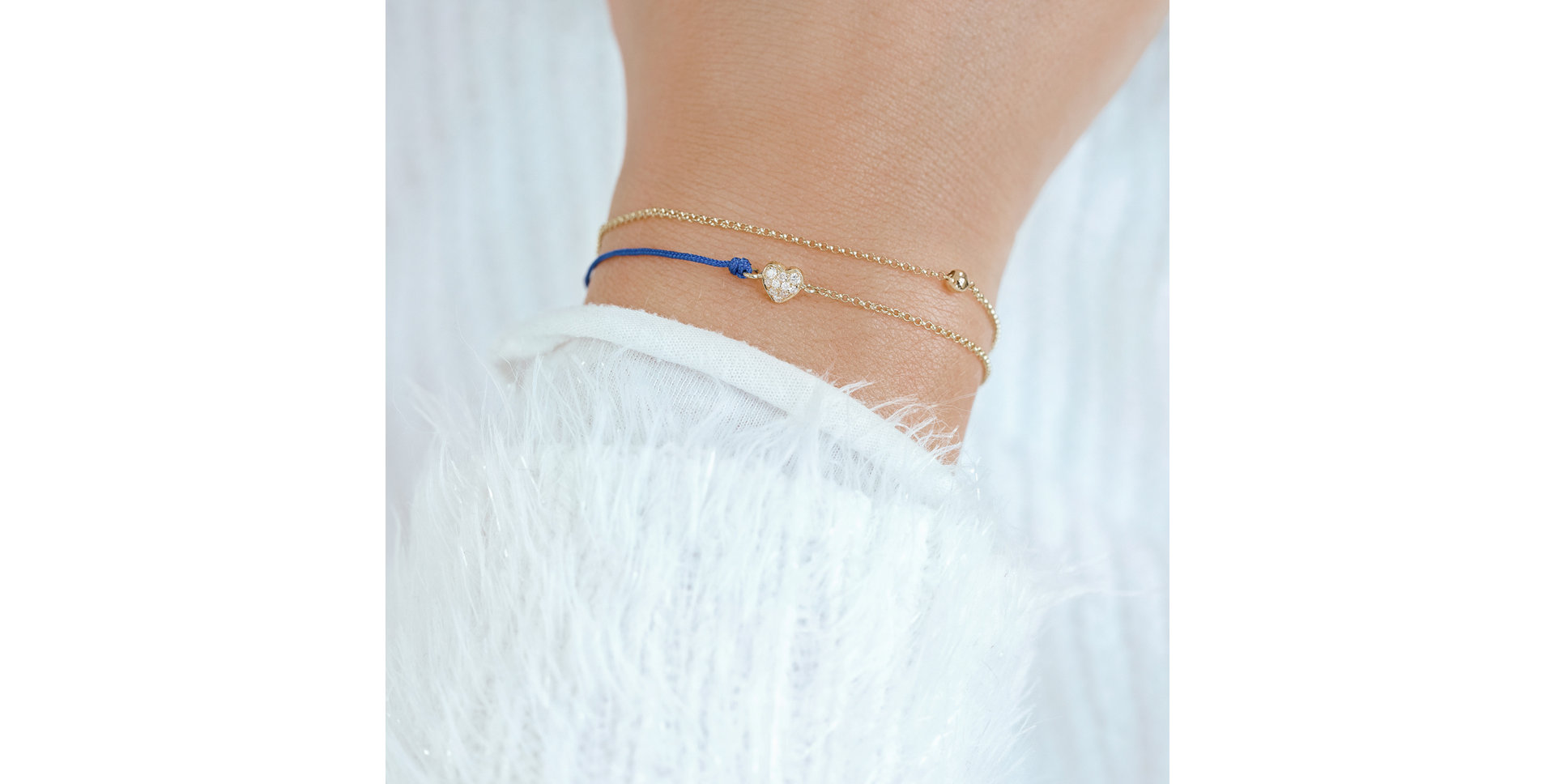 Diamantový náramek se šňůrkou Diamond Heart