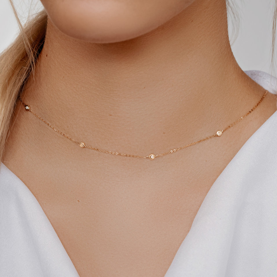 Náhrdelník s diamanty a safíry Dots