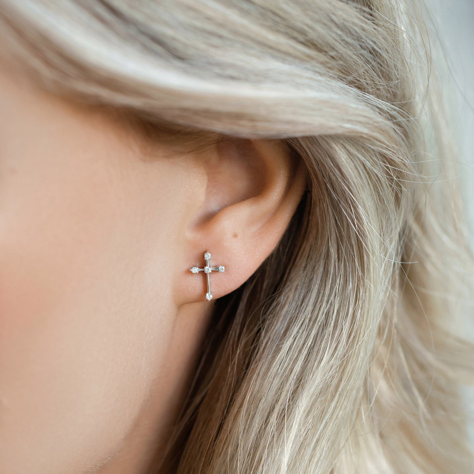 Náušnice s diamanty Shiny Cross