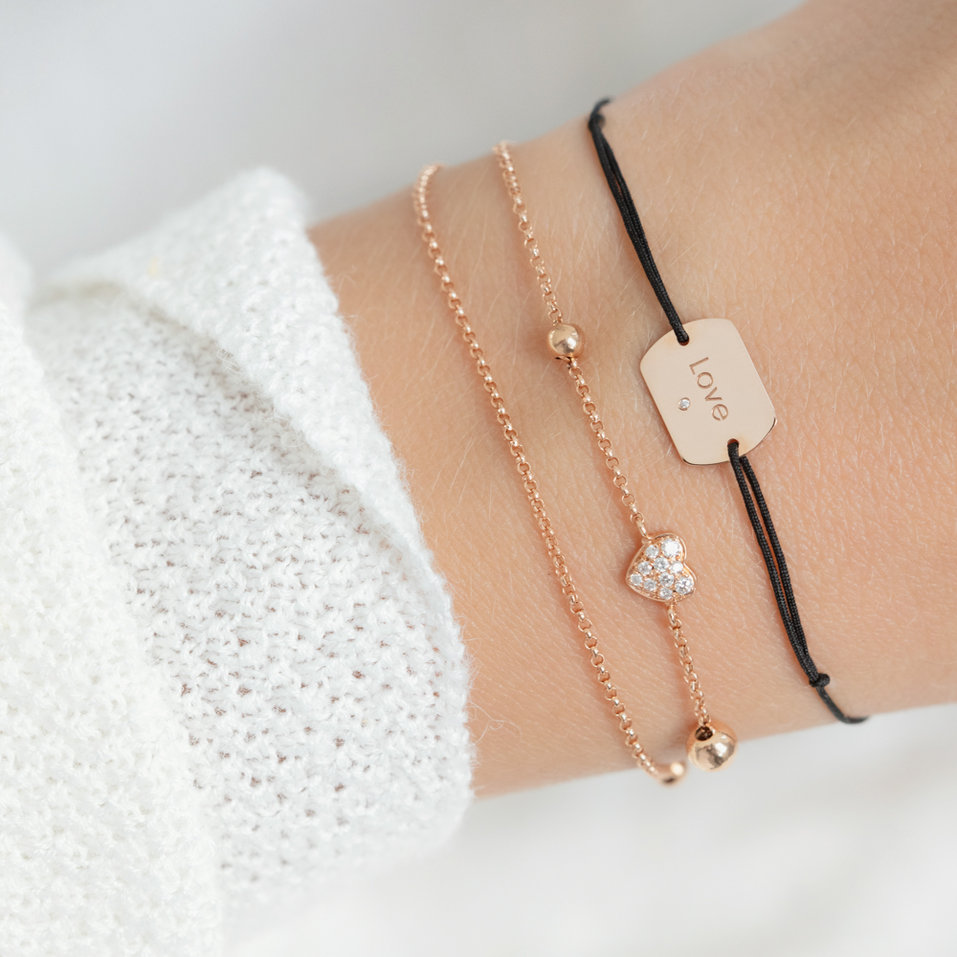 Diamantový náramek se šňůrkou Love Stamp
