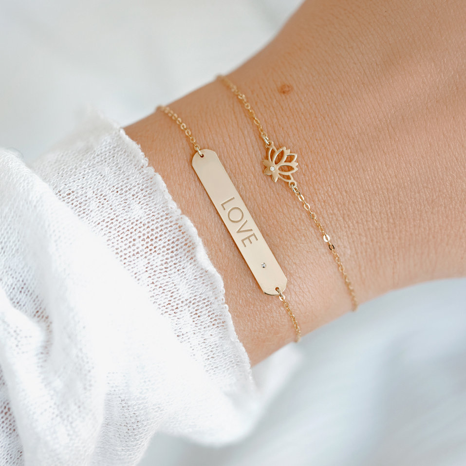 Náramek s diamantem Little Lotus