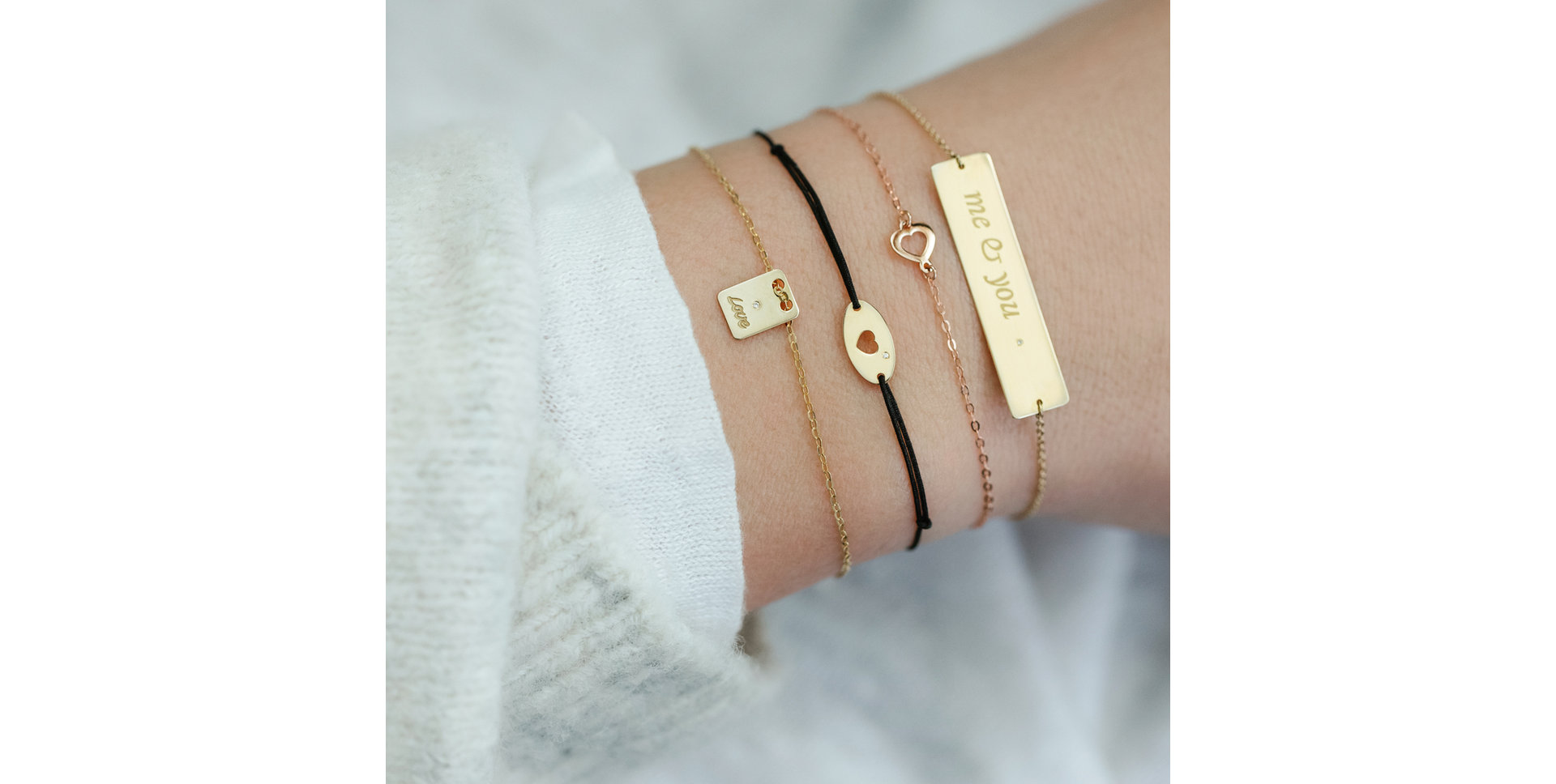 Diamantový náramek se šňůrkou Gold Heart