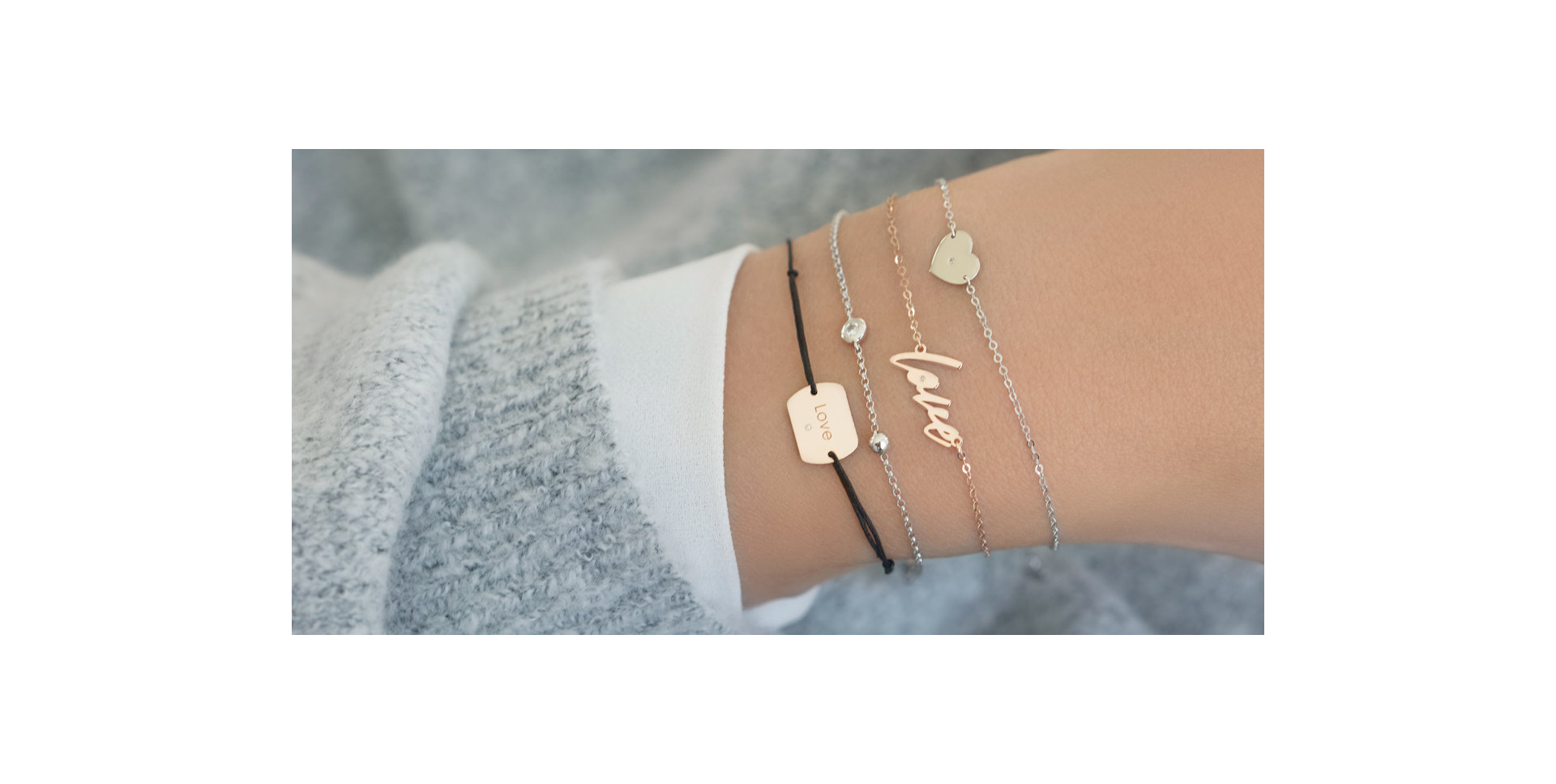 Diamantový náramek se šňůrkou Love Stamp