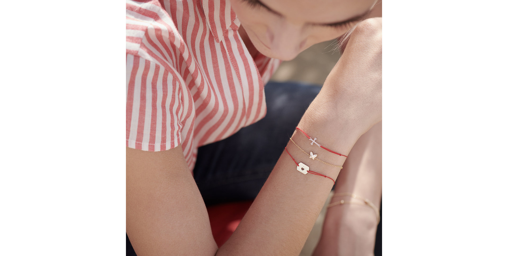 Diamantový náramek se šňůrkou Heart Stamp