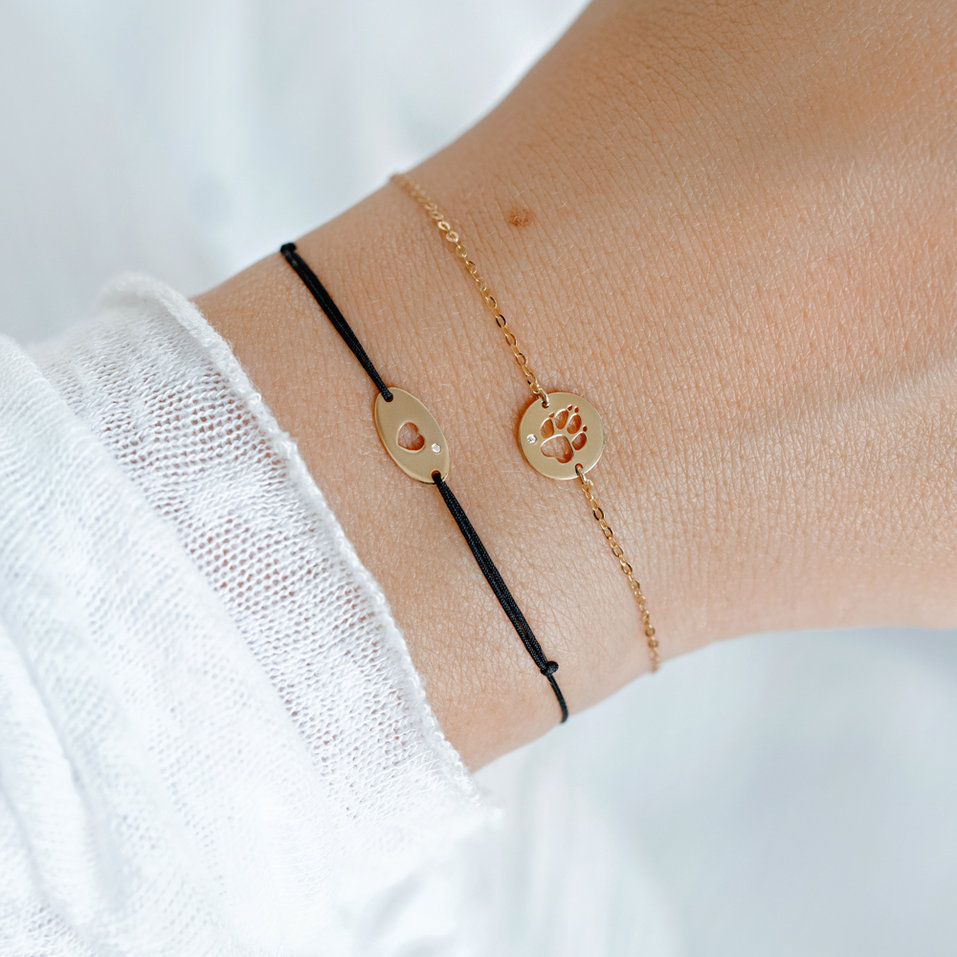 Diamantový náramek se šňůrkou Gold Heart
