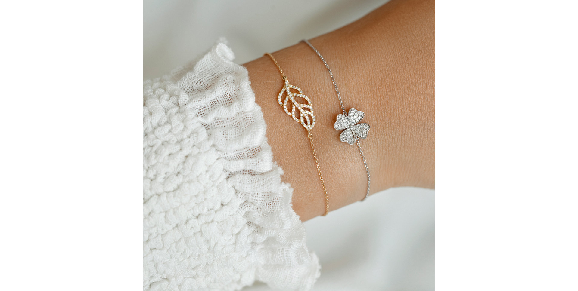 Náramek s diamanty Diamond Leaf