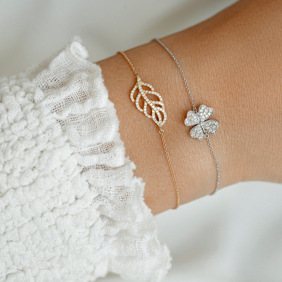 Náramek s diamanty Diamond Leaf