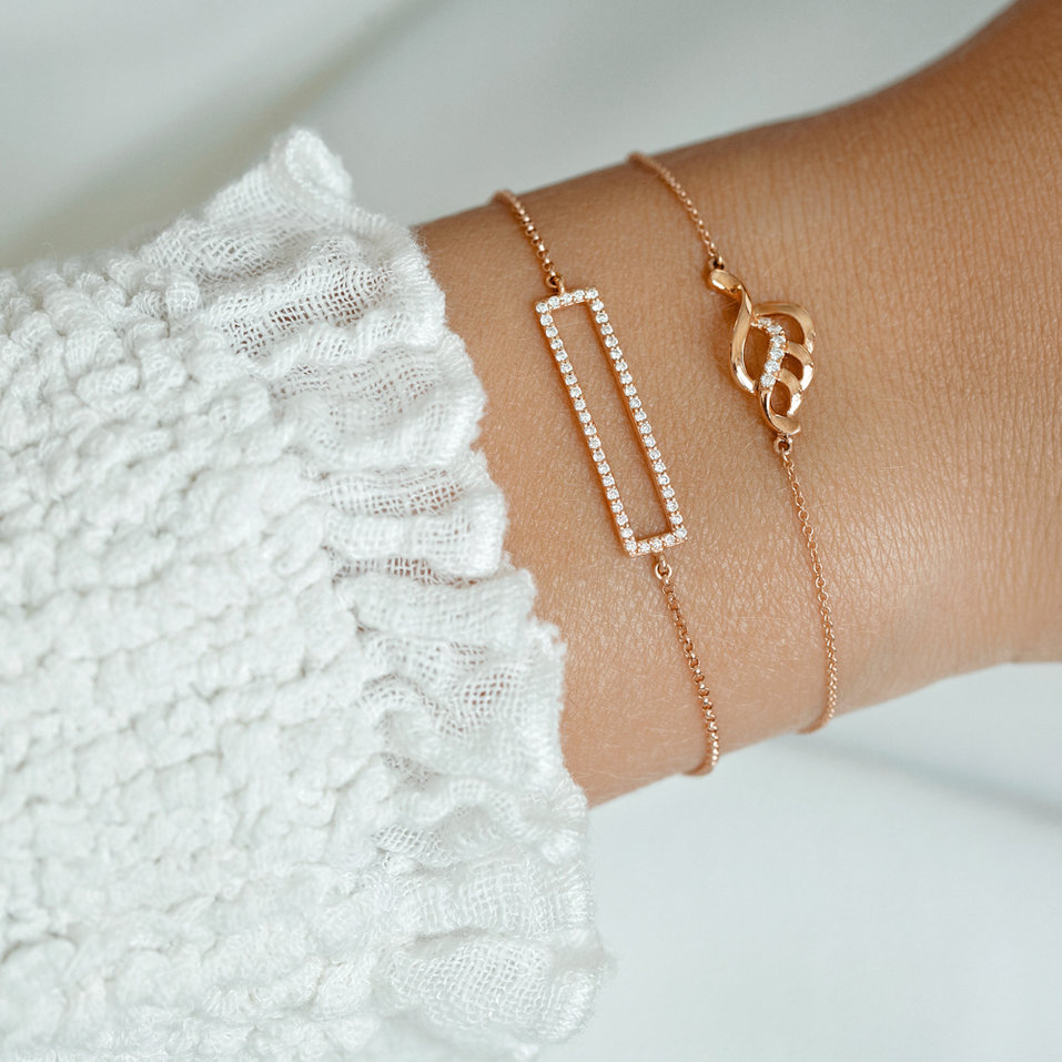 Náramek s diamanty Sparkling Leaf